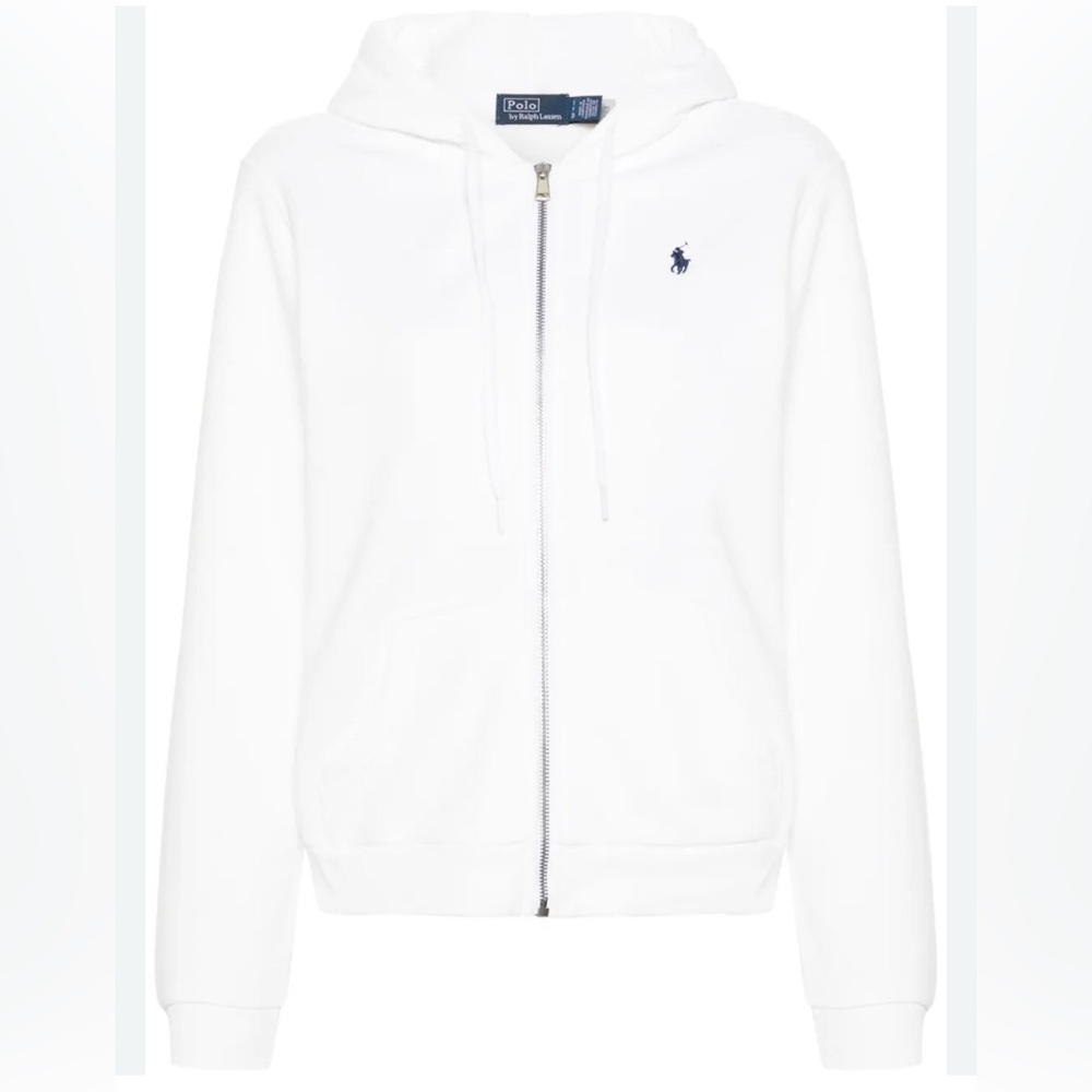 Ralph Lauren White Hoodie with Purple Logo